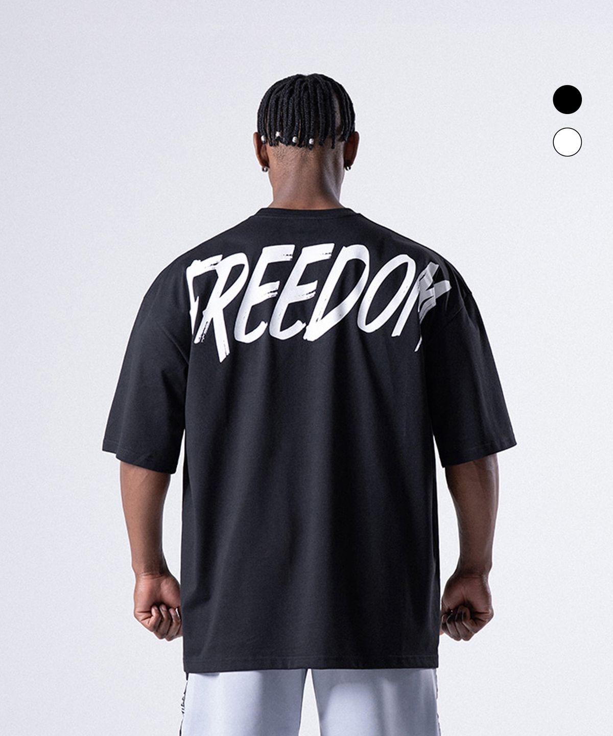 프리덤(FREEDOM) 오버핏 백 프린팅 티셔츠_2color
