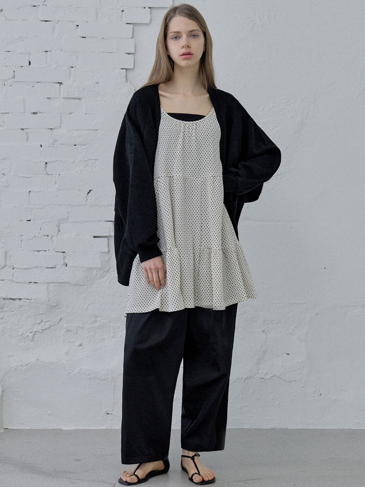 아방(AVANT-G) Dolman Overfit Long Cardigan - black