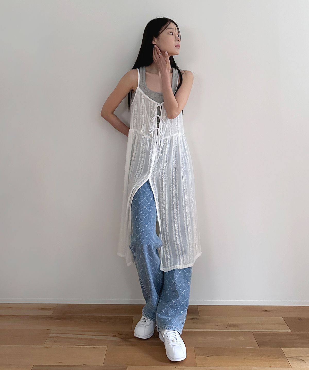 마가린핑거스(MARGARIN FINGERS) LACE CHIFFON ONE PIECE (WHITE)