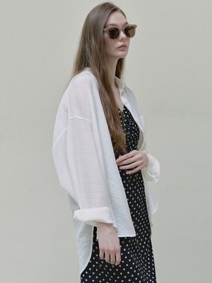 See Through Unbalance Shirt - ivory