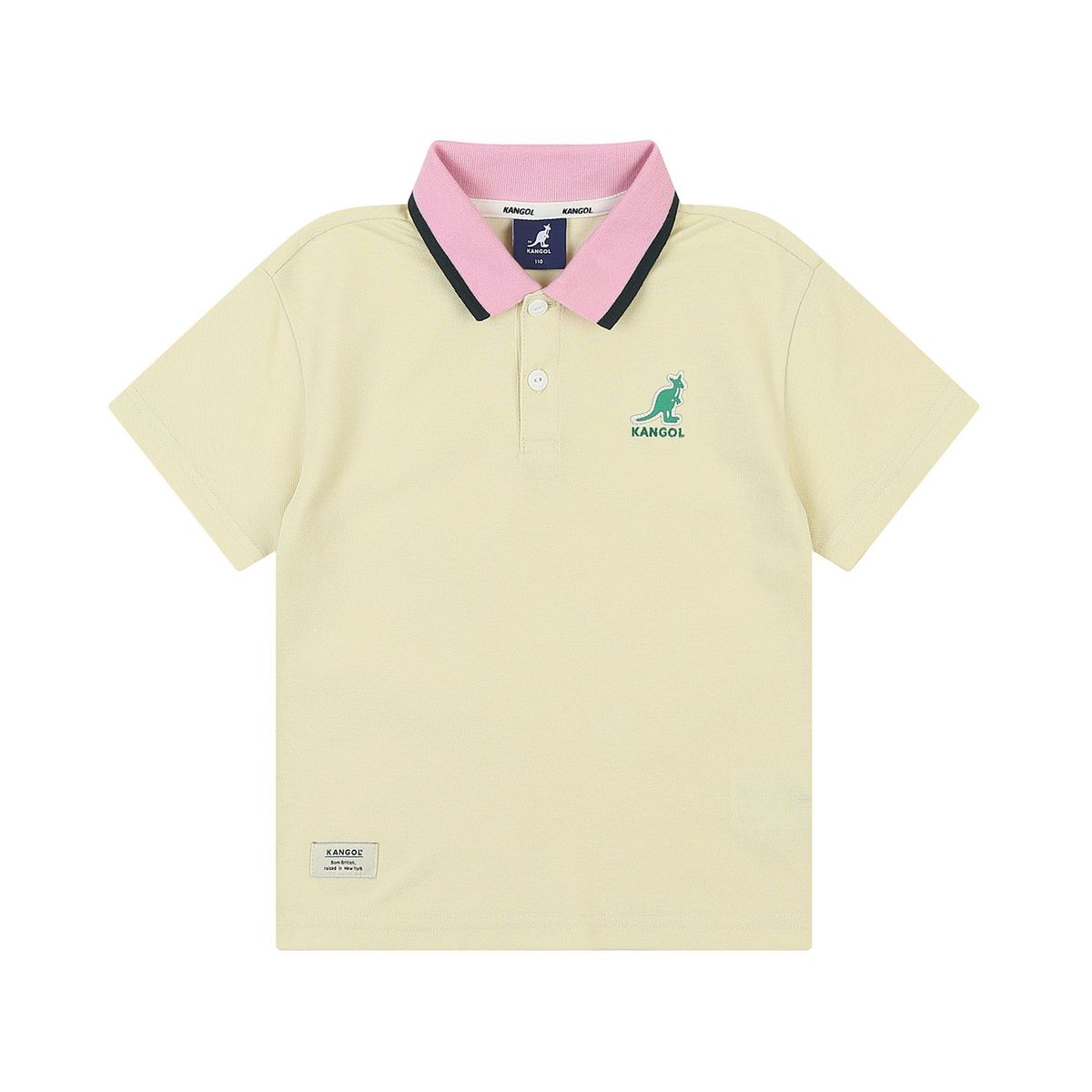 캉골키즈(KANGOL KIDS) 컬러 팁 포인트 썸머 피케 티셔츠 QB 0001 버터/AQBCLT00010BF