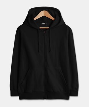 [논기모or기모] 베이직 스탠다드핏 무지 후드 집업 블랙