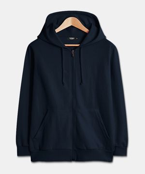 [논기모or기모] 베이직 스탠다드핏 무지 후드 집업 네이비