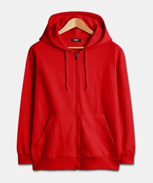 [논기모or기모] 베이직 스탠다드핏 무지 후드 집업 레드