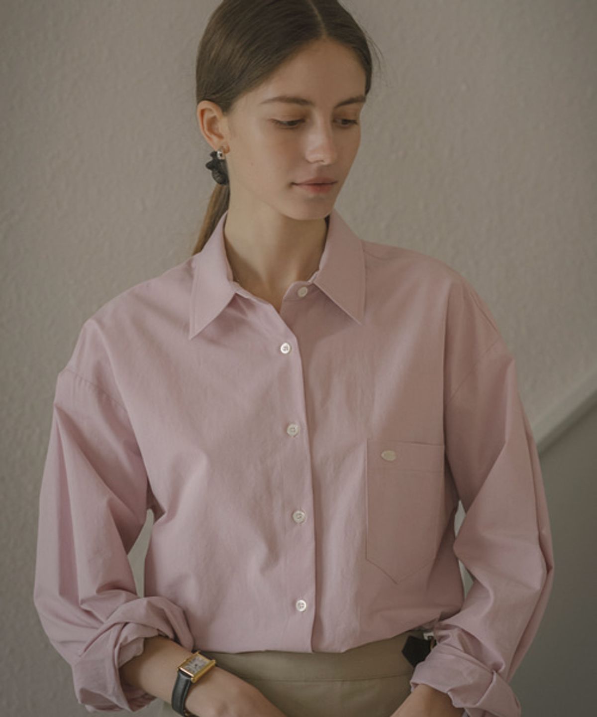 노운베러(KNOWNBETTER) Basic placid cotton shirt_Pink
