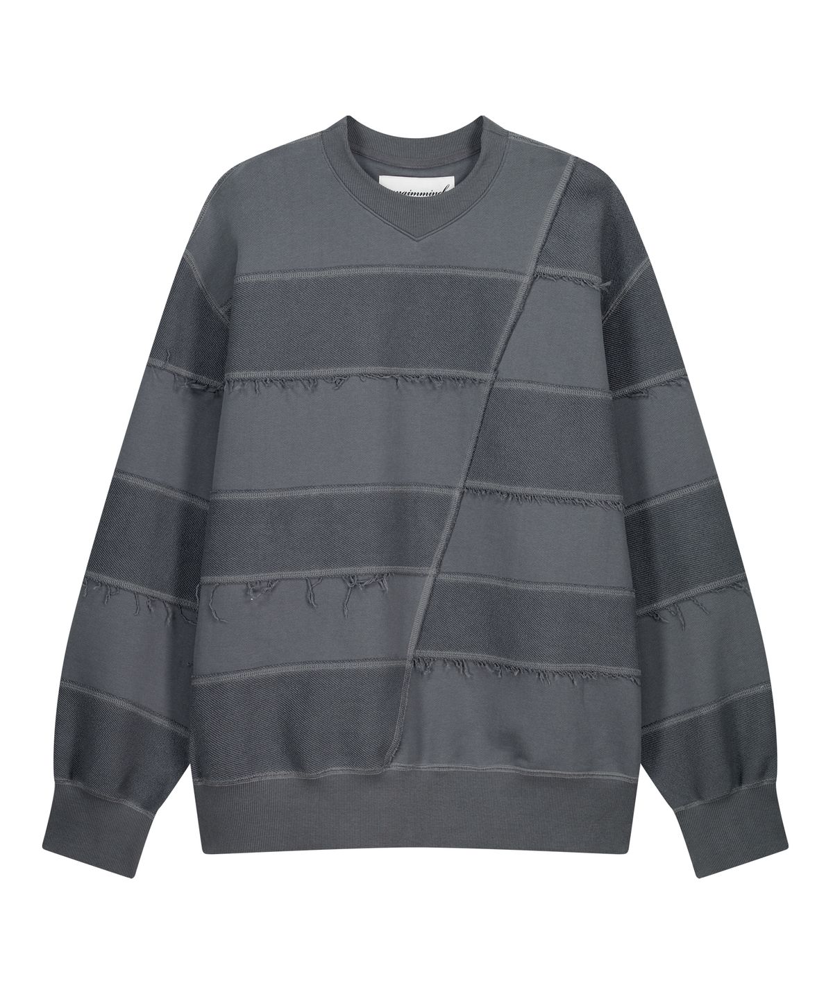 언지미크(UNGIMMICK) REVERSE STRIPED SWEATSHIRT (CHARCOAL)
