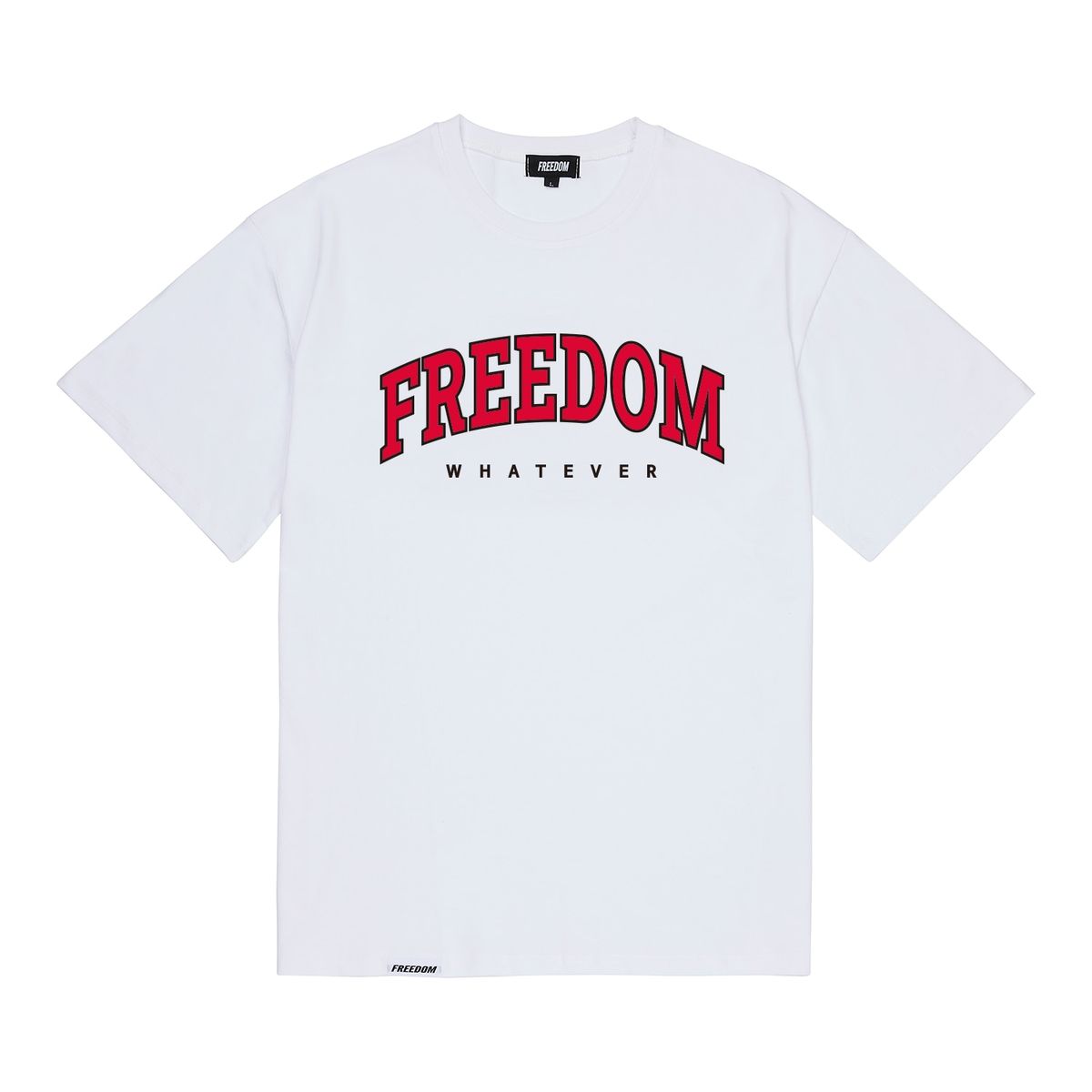 프리덤(FREEDOM) 프리덤 아치로고 세미오버핏 티셔츠 (화이트/레드)