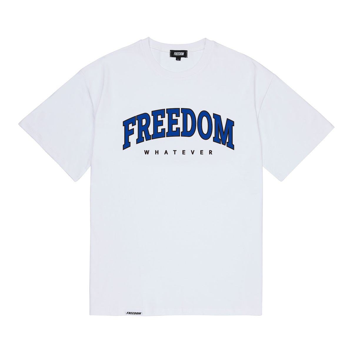 프리덤(FREEDOM) 프리덤 아치로고 세미오버핏 티셔츠 (화이트/블루)