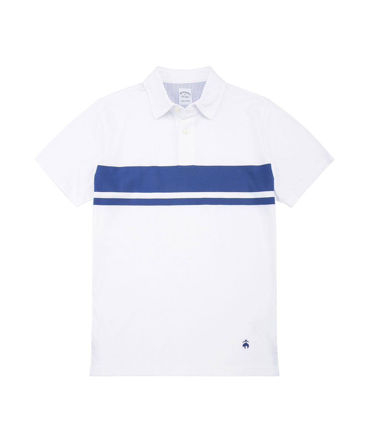 브룩스 브라더스(BROOKS BROTHERS) 체스트 스트라이프 빈티지 폴로 셔츠 (화이트/블루) (BBNTMM8732AEM)