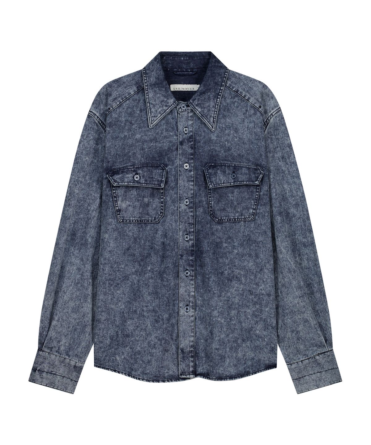 언지미크(UNGIMMICK) SNOW WASHED WESTERN DENIM SHIRT (BLUE)