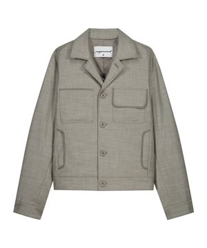 CROPPED PANEL TWILL JACKET (MOCHA)