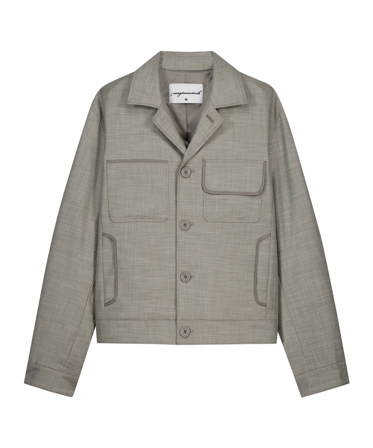 언지미크(UNGIMMICK) CROPPED PANEL TWILL JACKET (MOCHA)