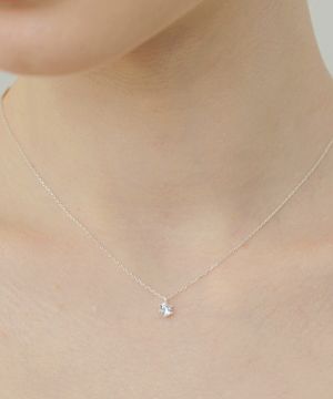 [Silver925] WE012 Simple crystal cubic necklace