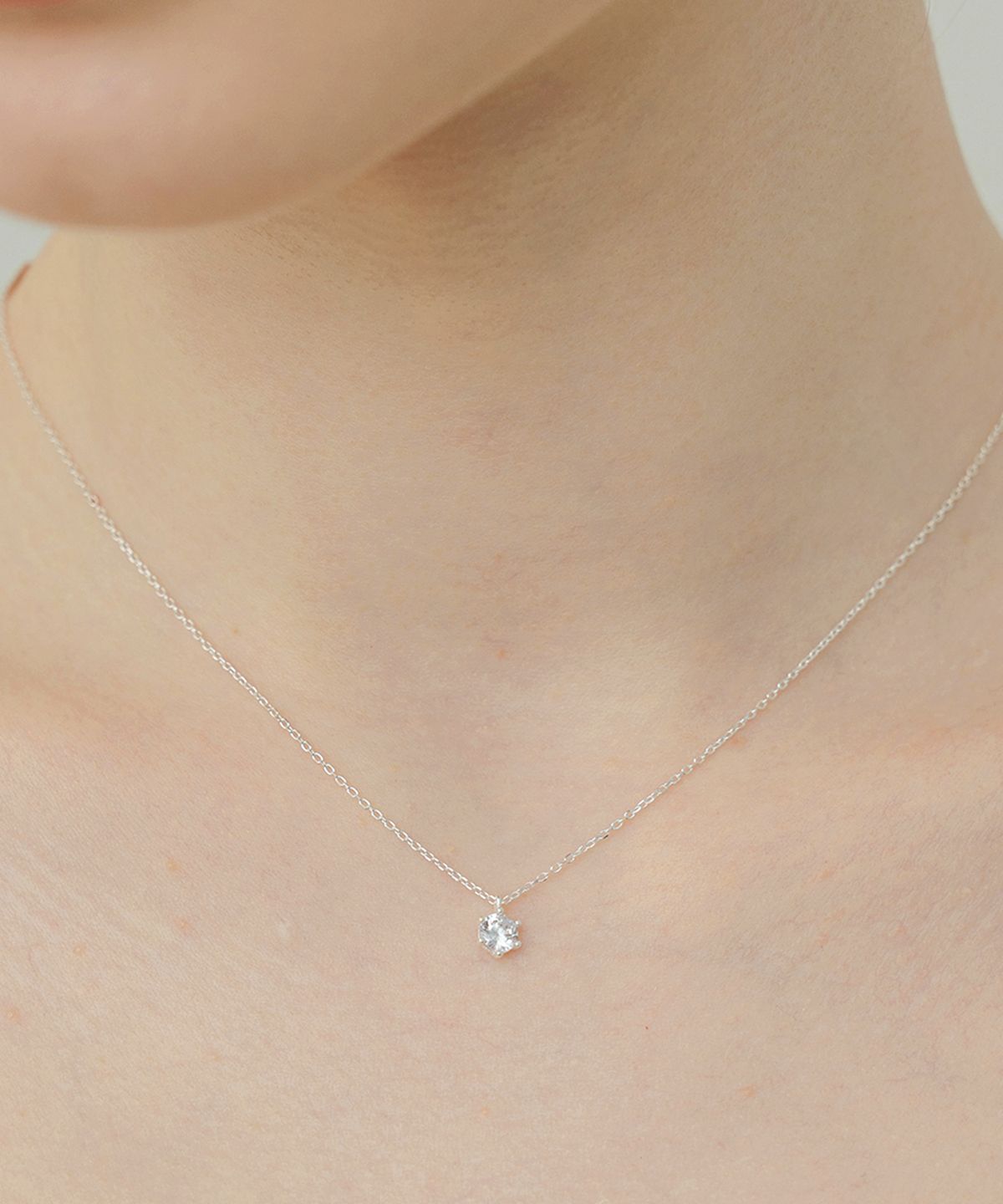 티오유(TOU) [Silver925] WE012 Simple crystal cubic necklace