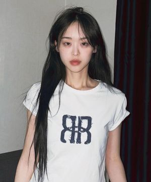 Square Logo Denim Top - White