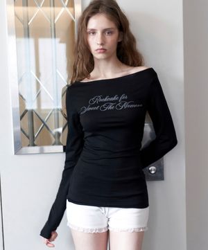 Cursive Mesh Top - Black