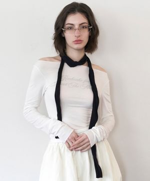 Cursive Mesh Top - Ivory