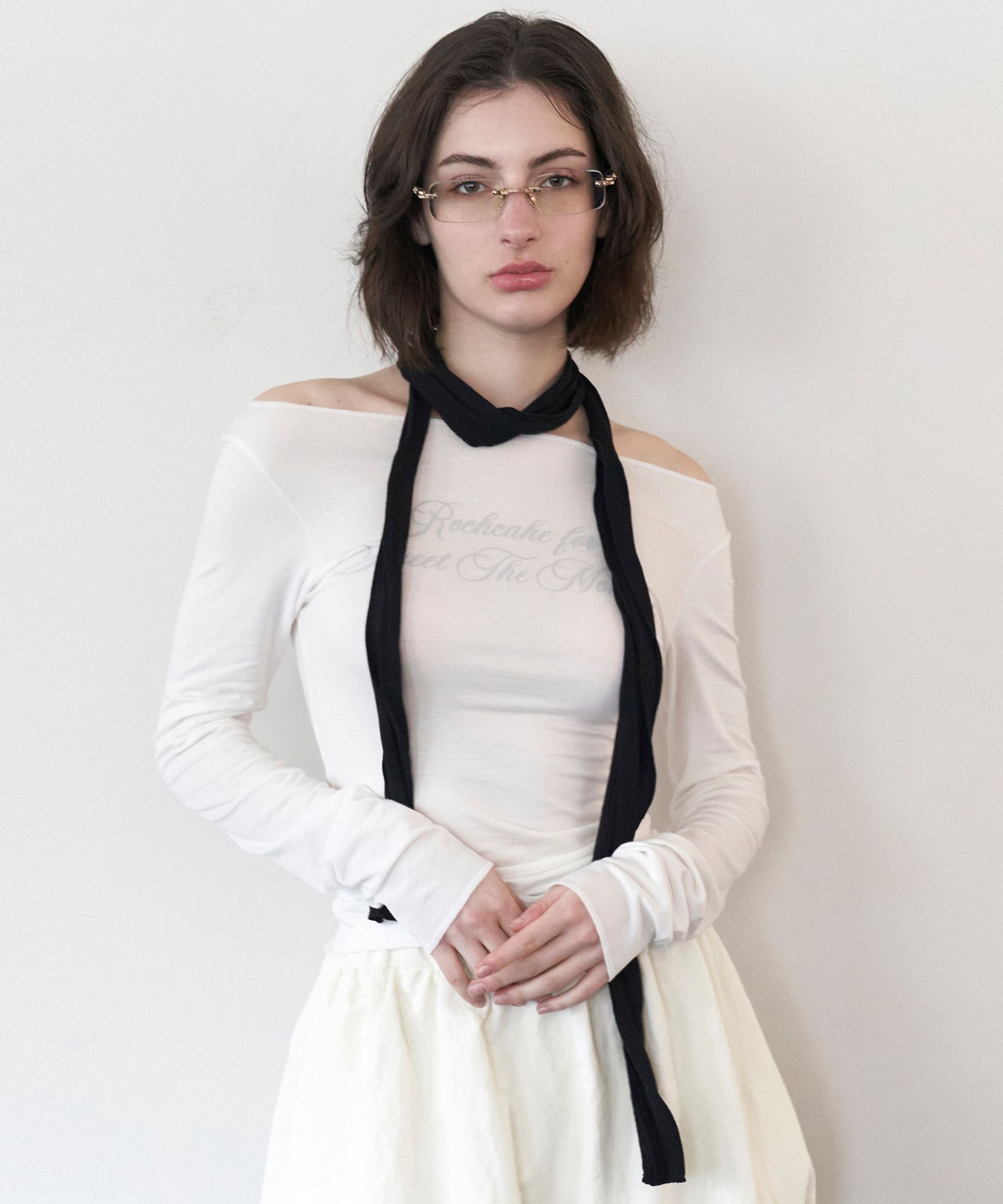 MUSINSA | ROCKCAKE Cursive Mesh Top - Ivory