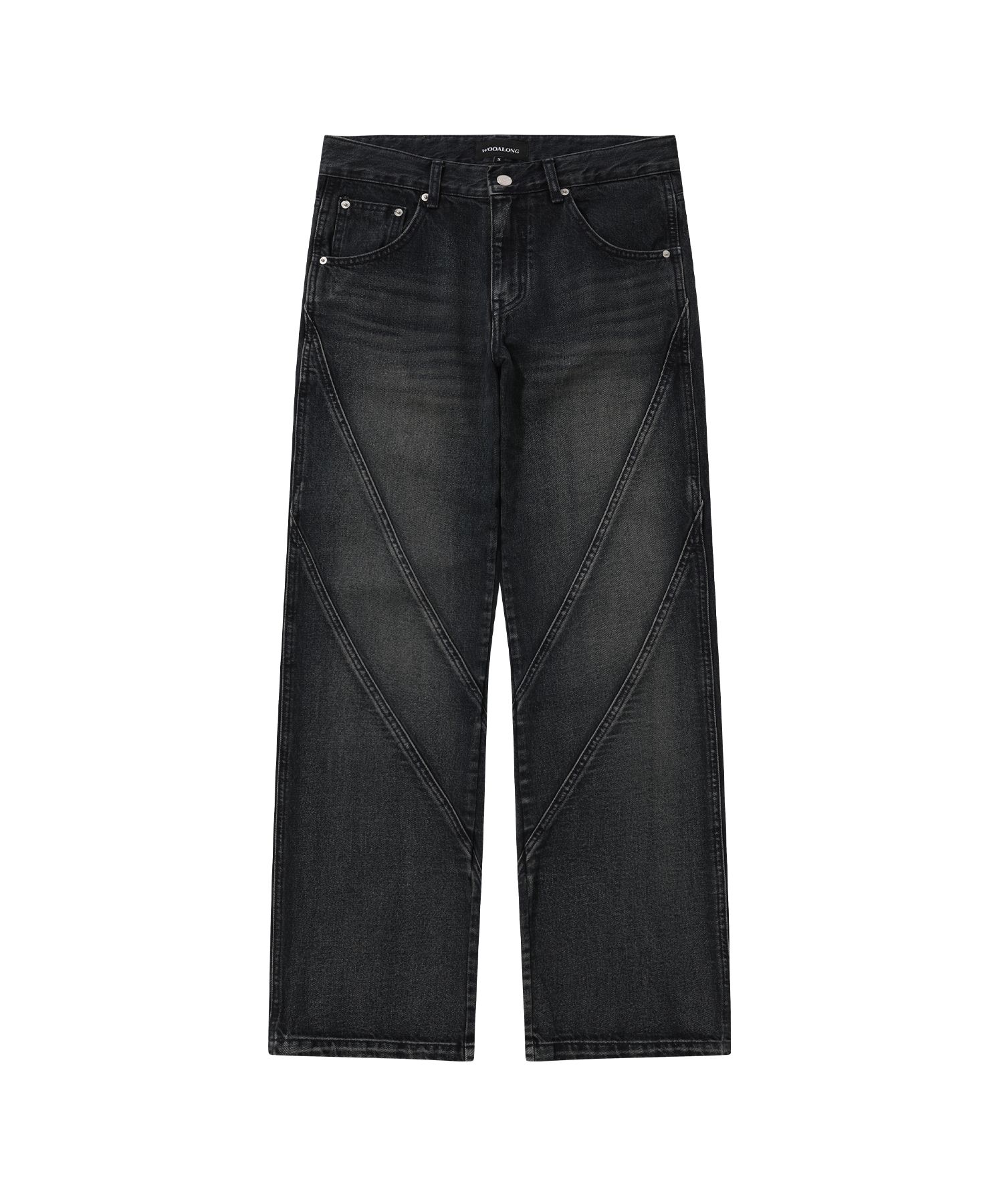 【WOOALONG】 ★ レディース ★ WASHING DENIM PANTS ★ INDIGO MUSINSA | WOOALONG Cutting line straight washing denim pants