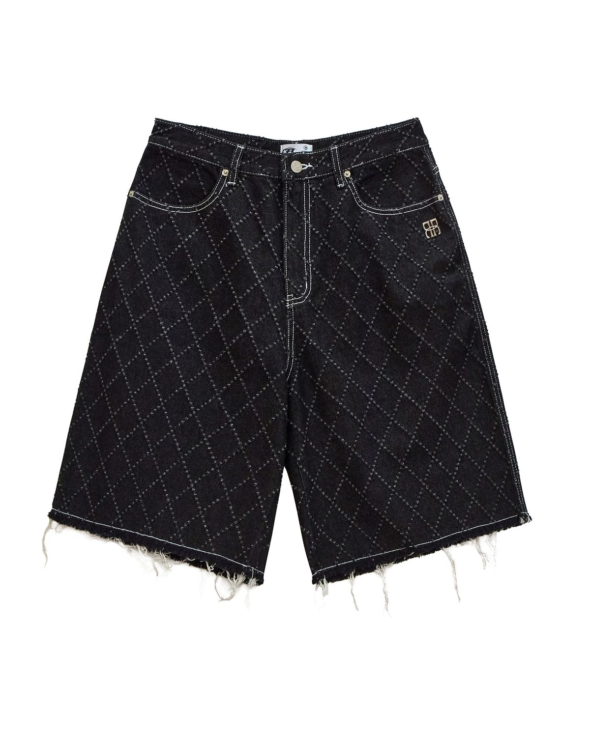 락케이크(ROCKCAKE) Diamond Punching Bermuda Pants - Black