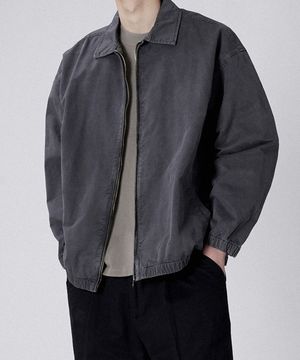 워시드 코튼 블루종 점퍼 자켓 다크그레이