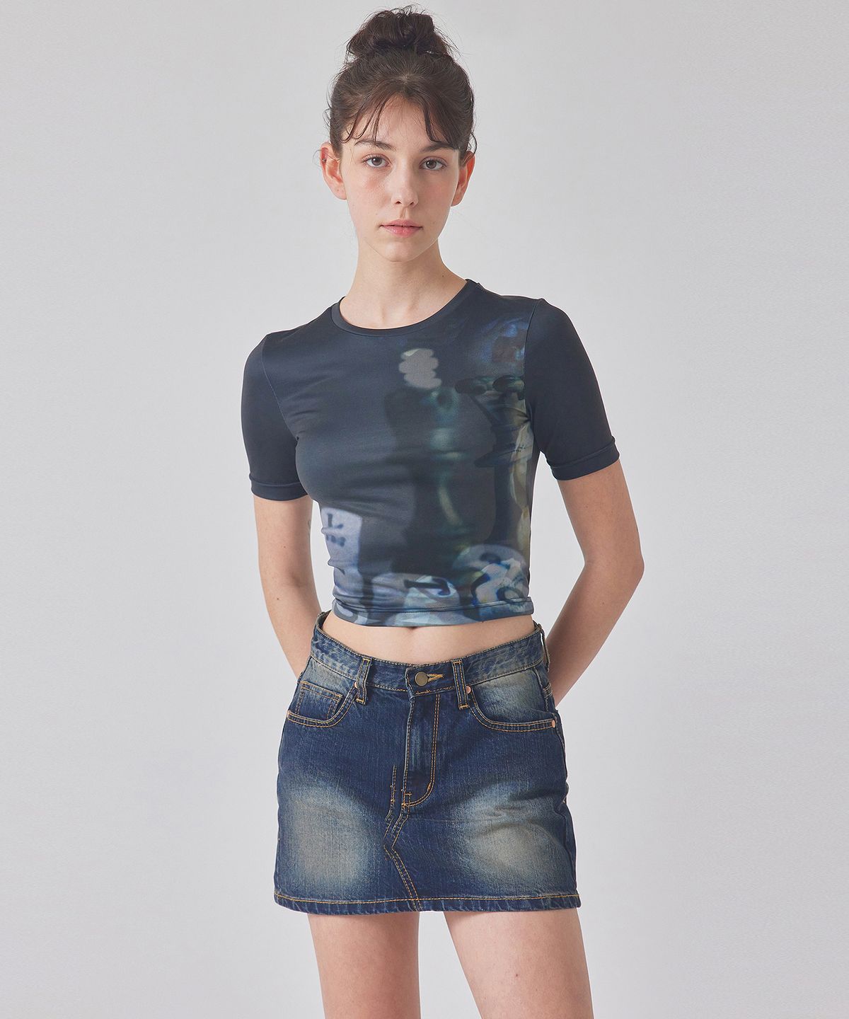 탑걸(TOPGIRL) CHESS-PRINTED SHORT SLEEVE TOP_T416TP105