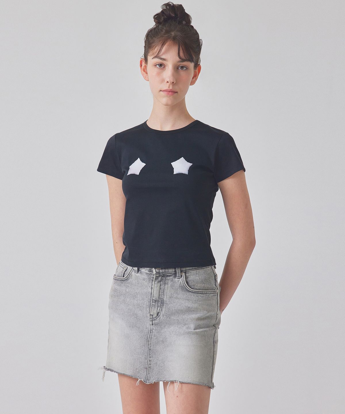탑걸(TOPGIRL) STAR-SHAPED BALOON PRINTED SILKET T-SHIRT_T416TP102