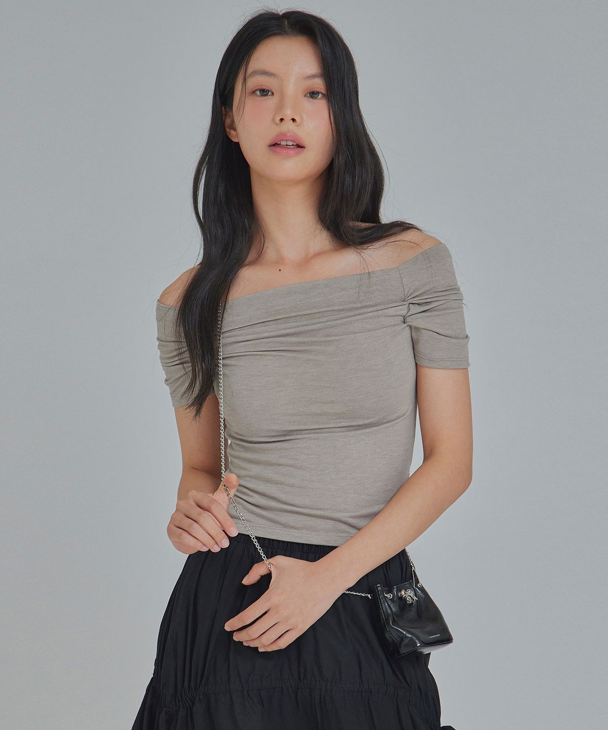탑걸(TOPGIRL) TUCKED ARMHOLE OFF-SHOULDER TOP (SHORT ver)_T416TP110