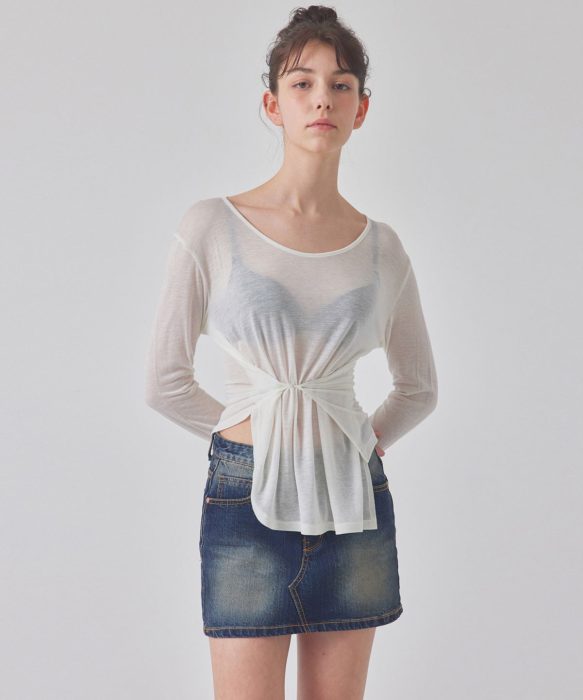 탑걸(TOPGIRL) TWO-WAY SEE-THROUGH LONG SLEEVE TOP_T416TP120