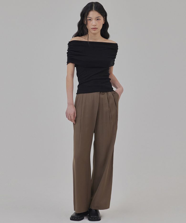 STRAPPY TWO TUCK WIDE SLACKS_T416BT702
