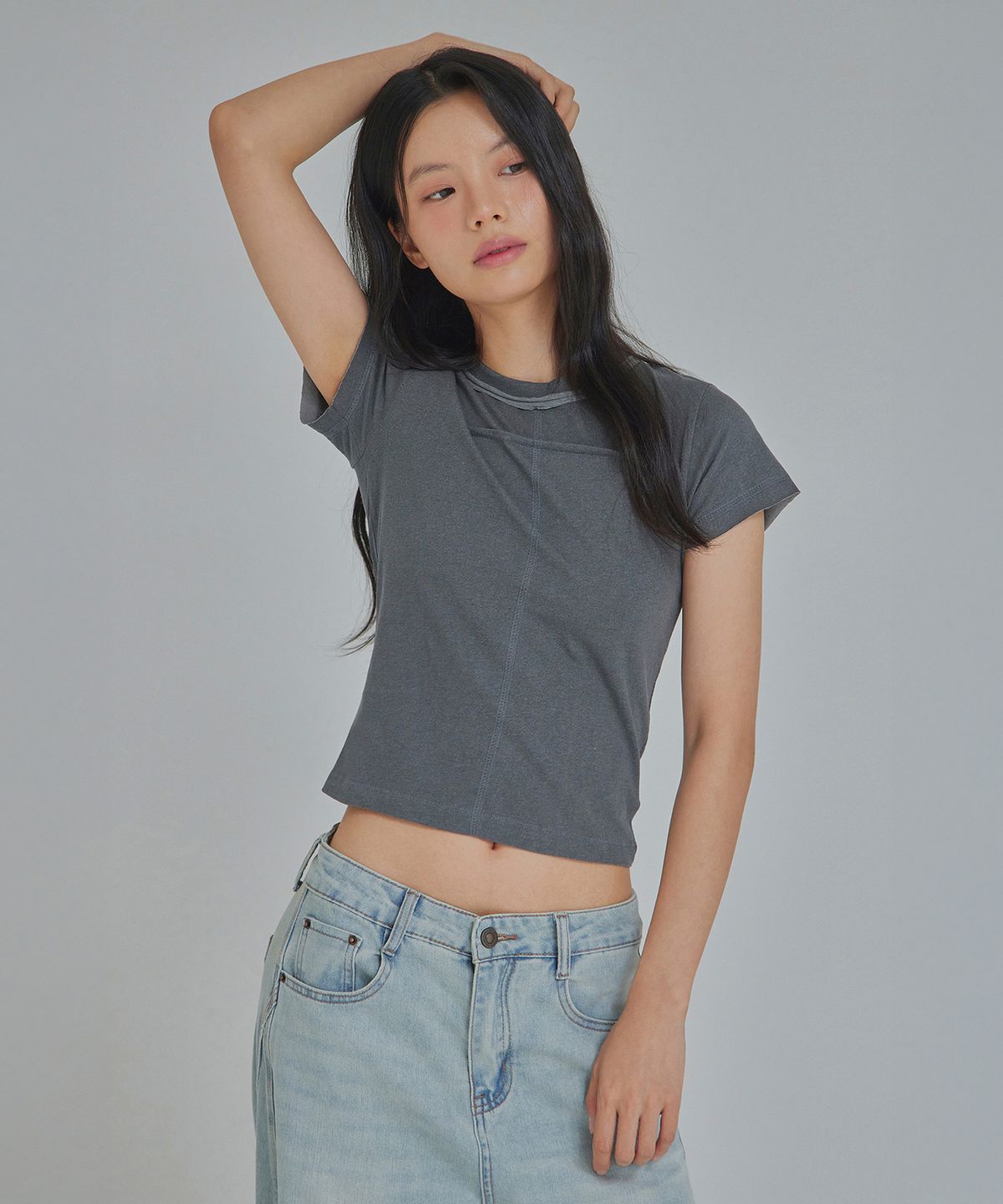탑걸(TOPGIRL) PIGMENT T-SHAPED PINTUCK T-SHIRT_T416TP115