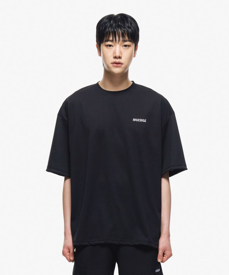 쿨링 로고자수 반팔티셔츠 블랙
