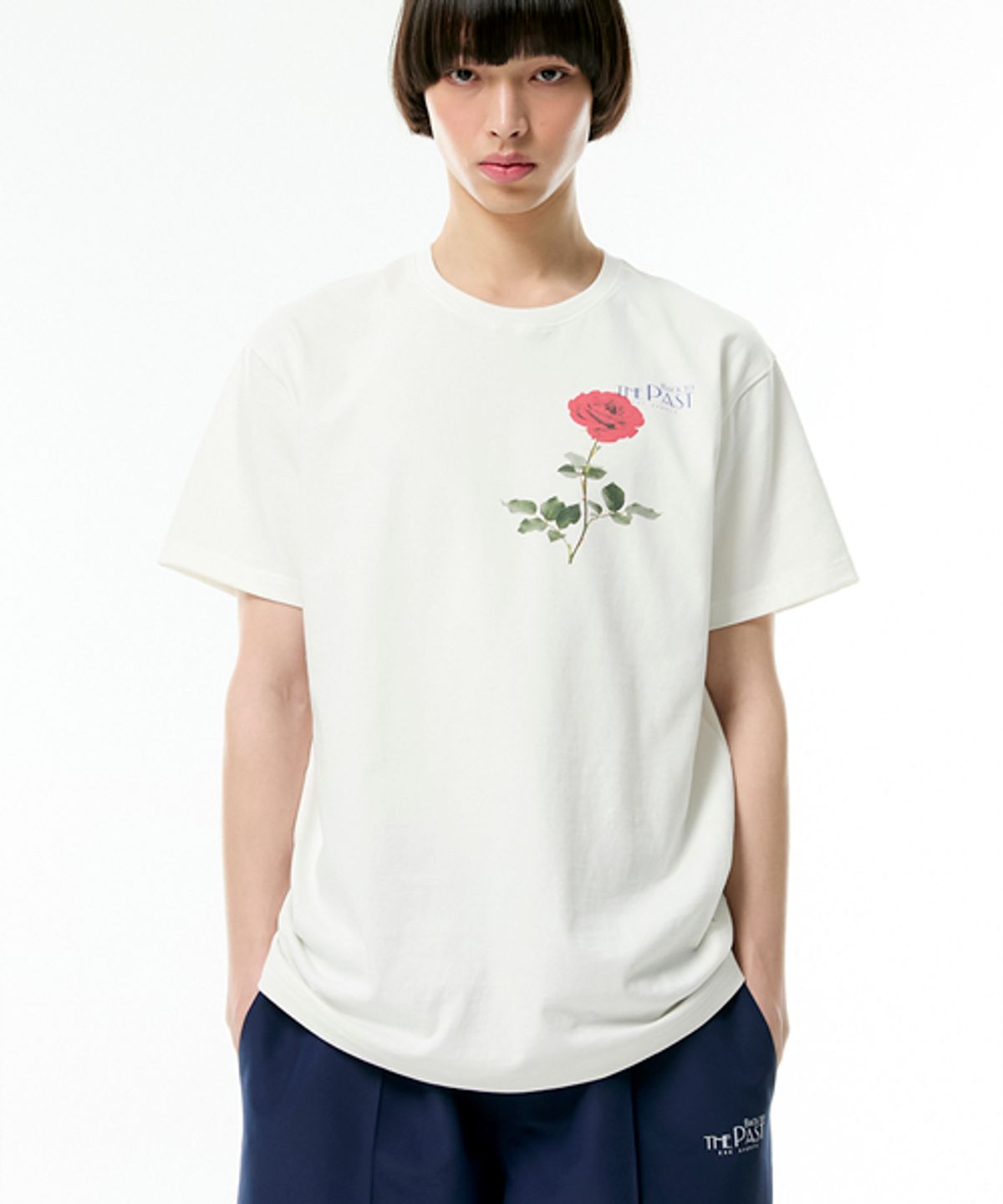 이에스씨 스튜디오(ESC STUDIO) rose short sleeves t-shirt (white)