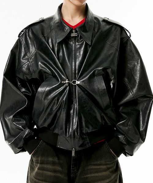 MUSINSA公式 | ESC STUDIO buckle leather jacket (black)