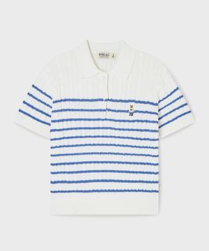 Steve Collar Cable Short Sleeve Sweater/WHKAG2423F