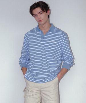 01 M.C UNISEX, Stripe PK Shirt / Sky