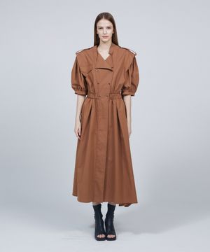 Short puff sleeve trench coat dress