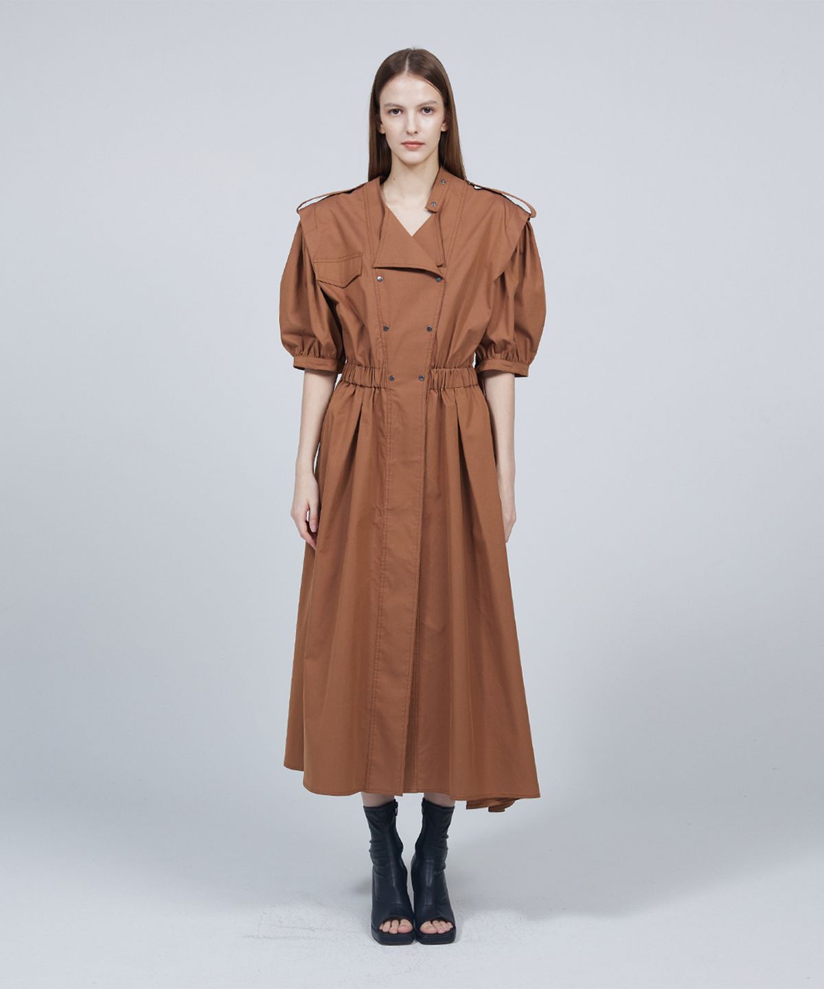 므아므(MMAM) Short puff sleeve trench coat dress