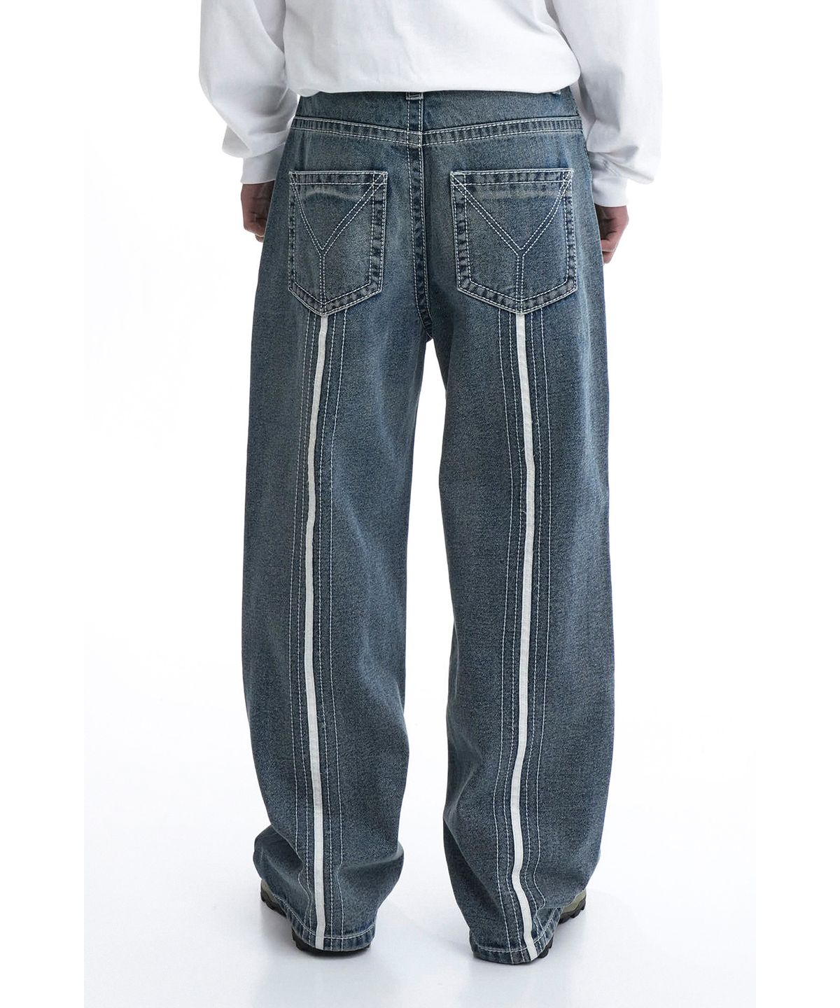 오픈야드(오와이)(OPENYARD(OY)) BACK STITCH WASHED JEANS-BLUE
