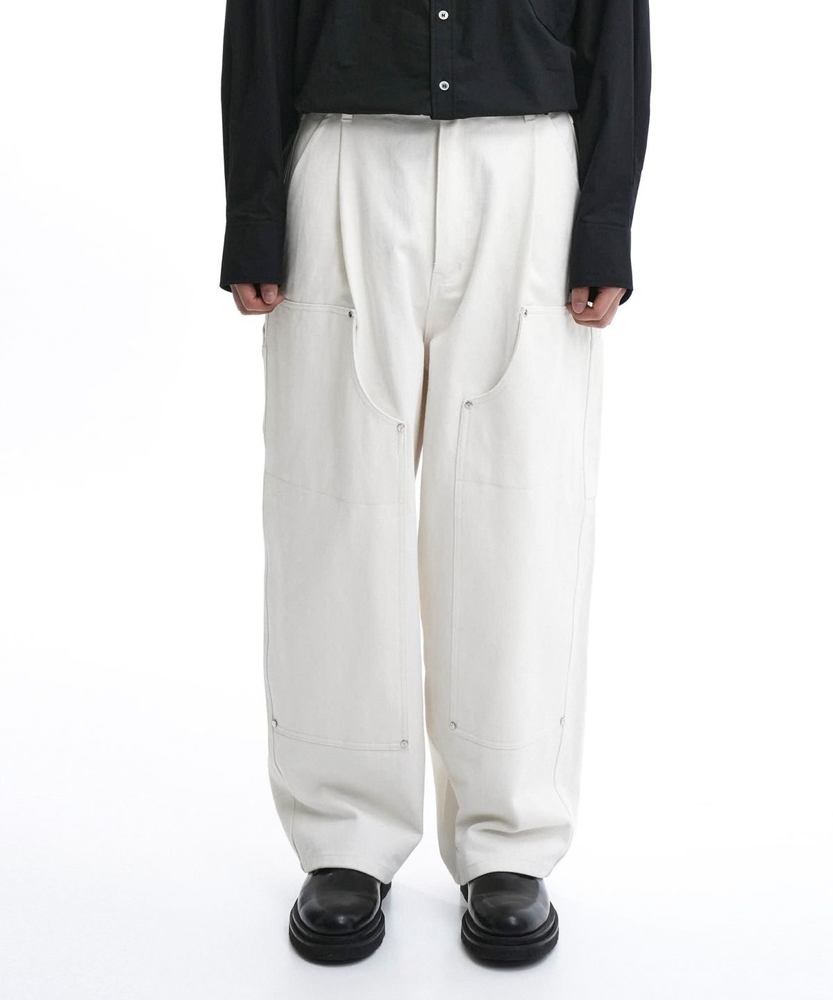 오픈야드(오와이)(OPENYARD(OY)) CARPENTER TUCK PANTS-CREAM
