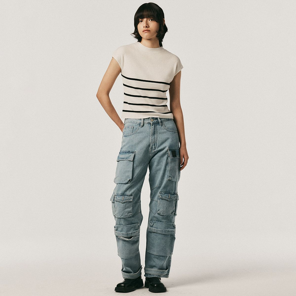 에이앤레이(AEIREI) AR_Pocket wide blue pants