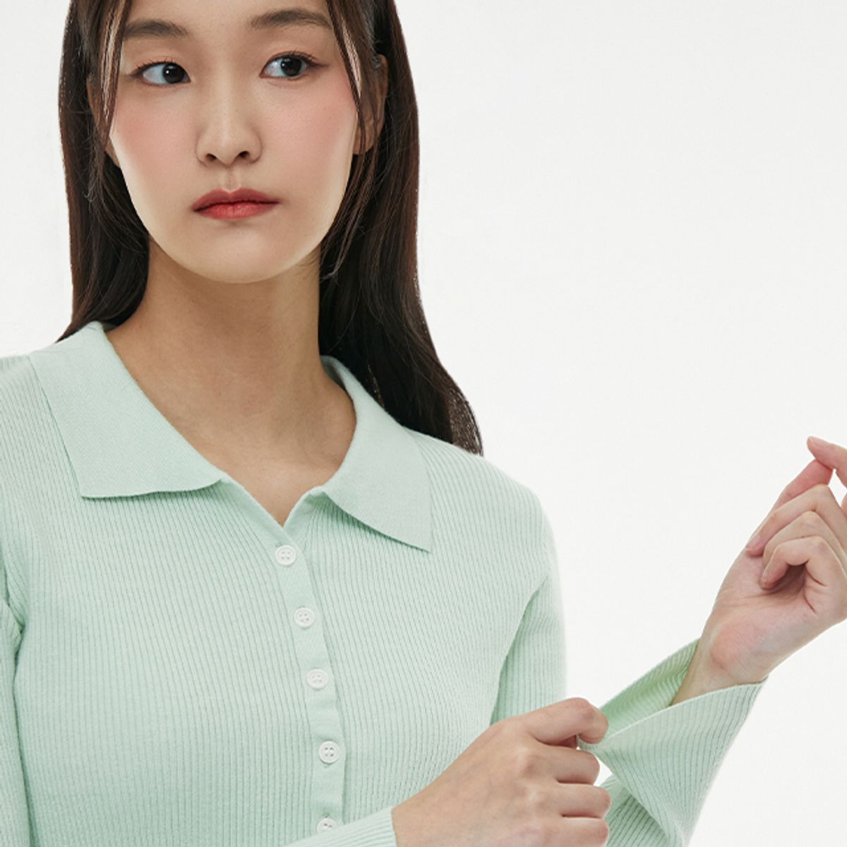 랩(LAP) 골지 카라넥 가디건 AQ1KG280