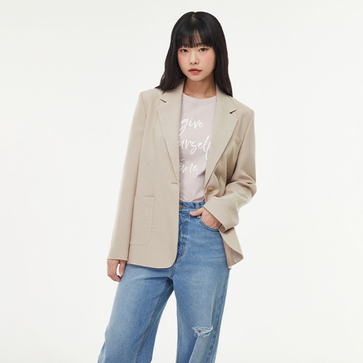 랩(LAP) (SET-상의) 베이직 원버튼 자켓 AQ1WJ263