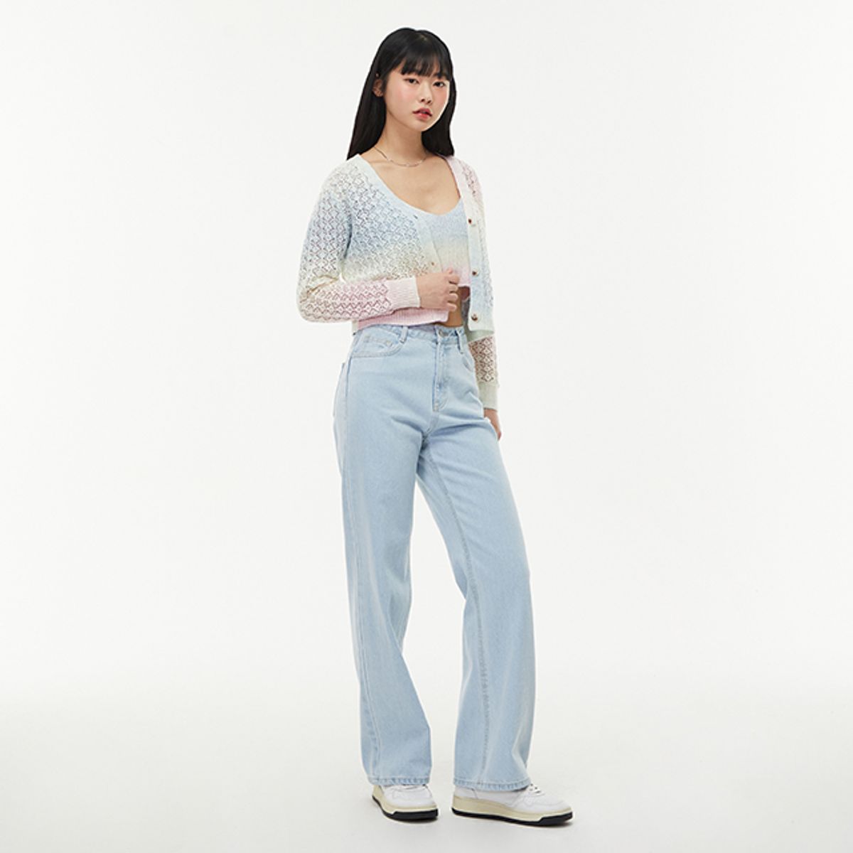 랩(LAP) 일자와이드핏 연청 팬츠 AQ1DP263