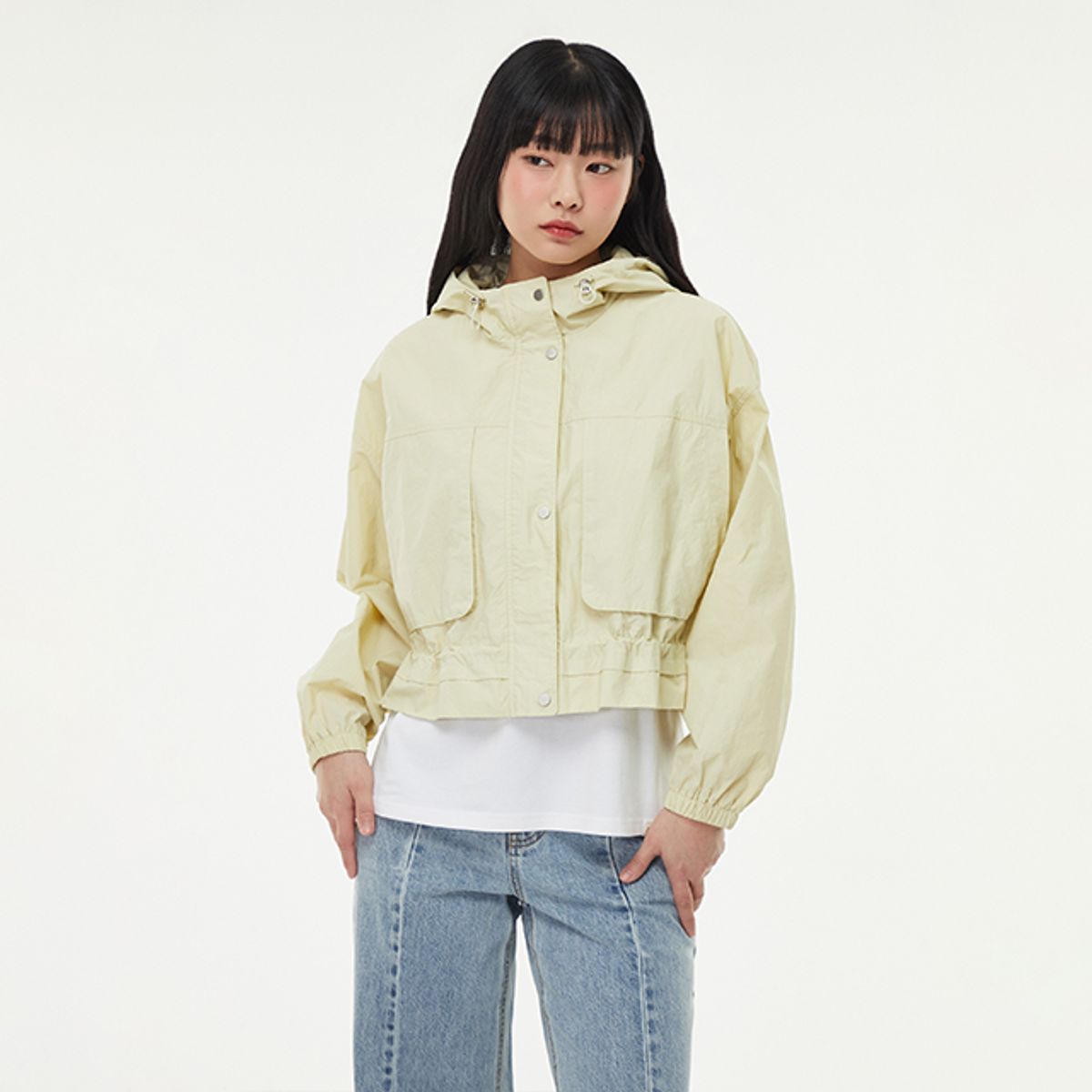 랩(LAP) 밑단스트링 홑겹후디점퍼 AQ1WZ360