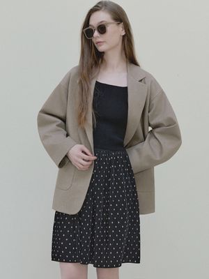 Dot Velvet Midi Skirt - black