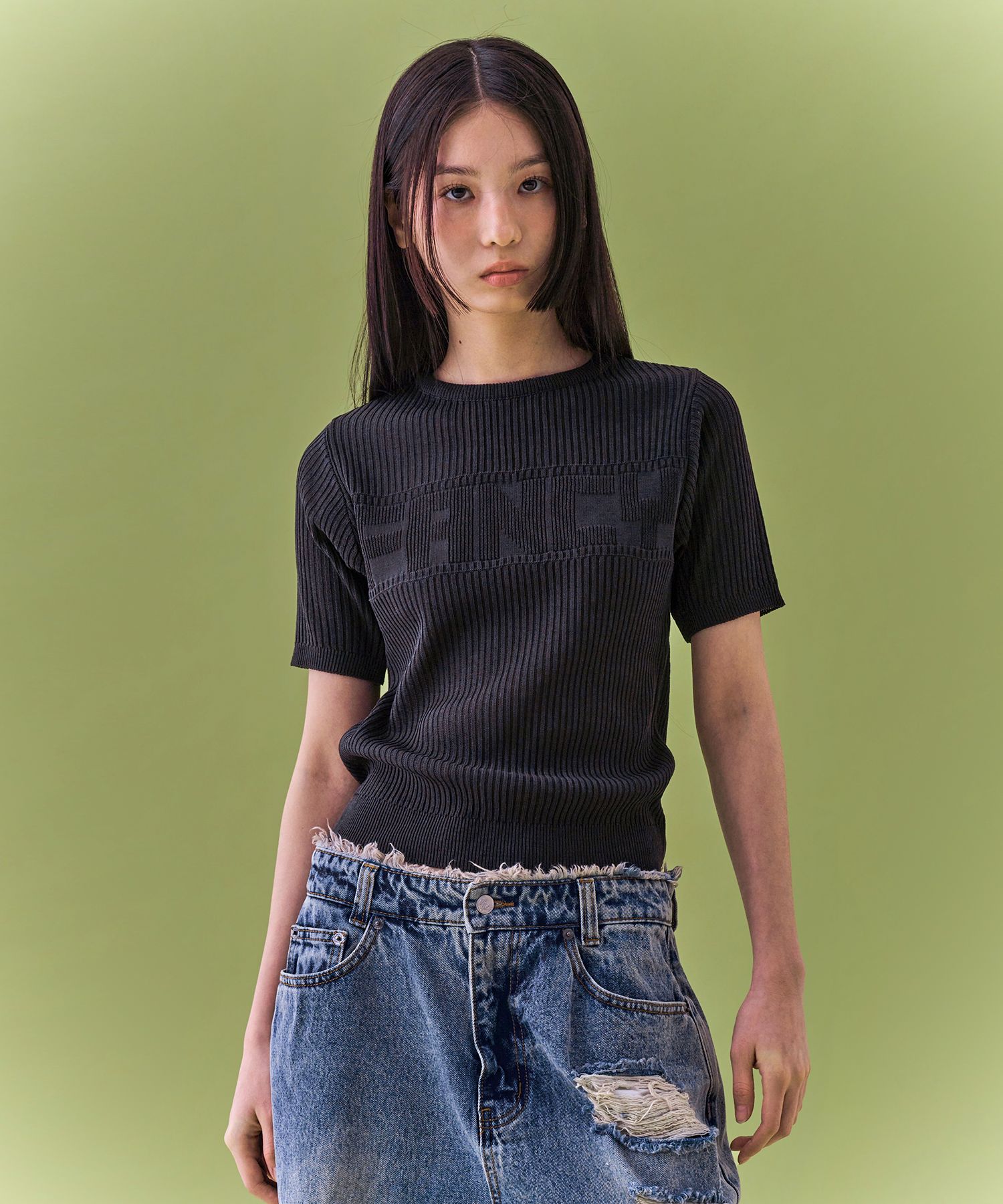 ★FANCY CLUB★ NF Innocent Knit Tee BLUEF24QB300 F24QB300BL NF] INNOCENCE KNIT TEE_(BLUE)_F24QB300 - FANCY CLUB | 60