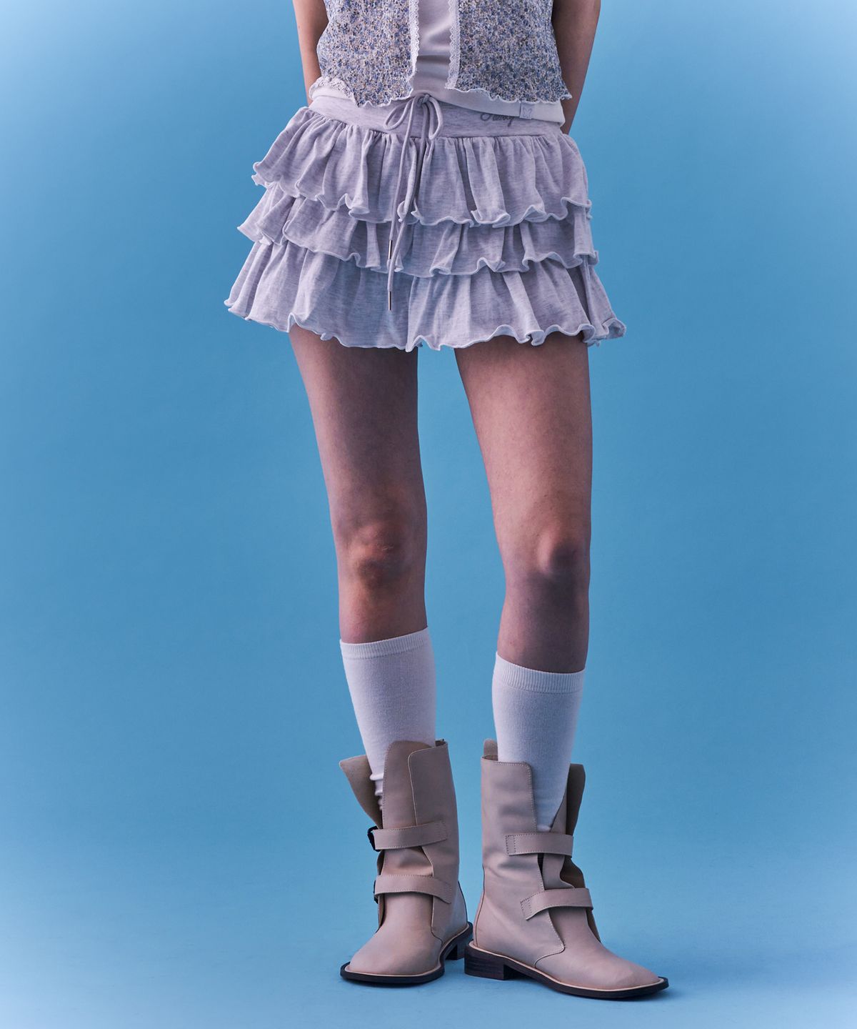 팬시클럽(FANCY CLUB) [NF] 퍼프 스웻 캉캉 미니 스커트_(MELANGE)_F24QD874