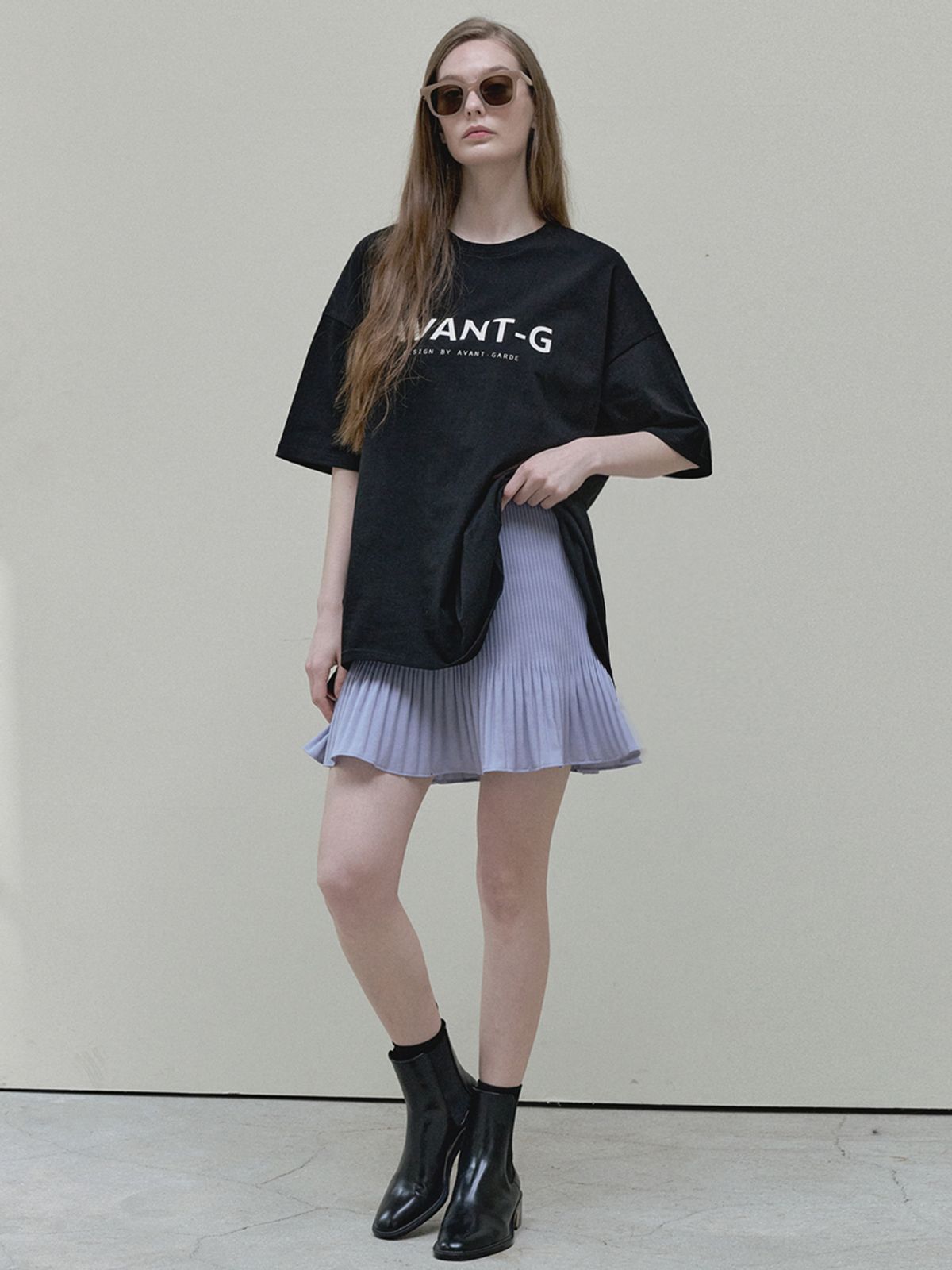 아방(AVANT-G) A-line Mini Pleated Skirt - violet