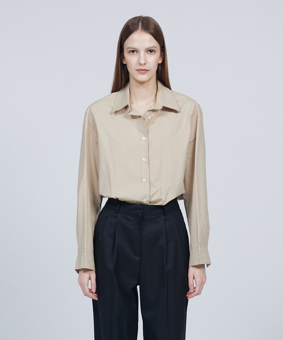 므아므(MMAM) [ESSENTIAL] Signature basic pin tuck over-fit shirt